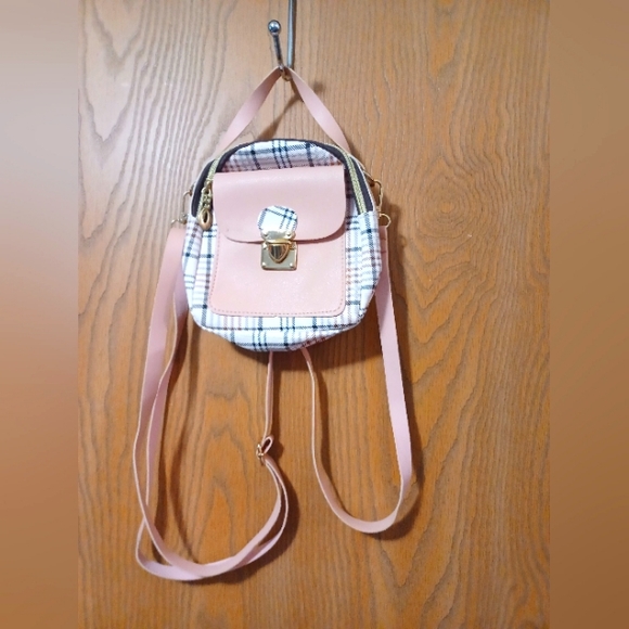 Small plaid PU leather 2-way purse - Picture 1 of 10